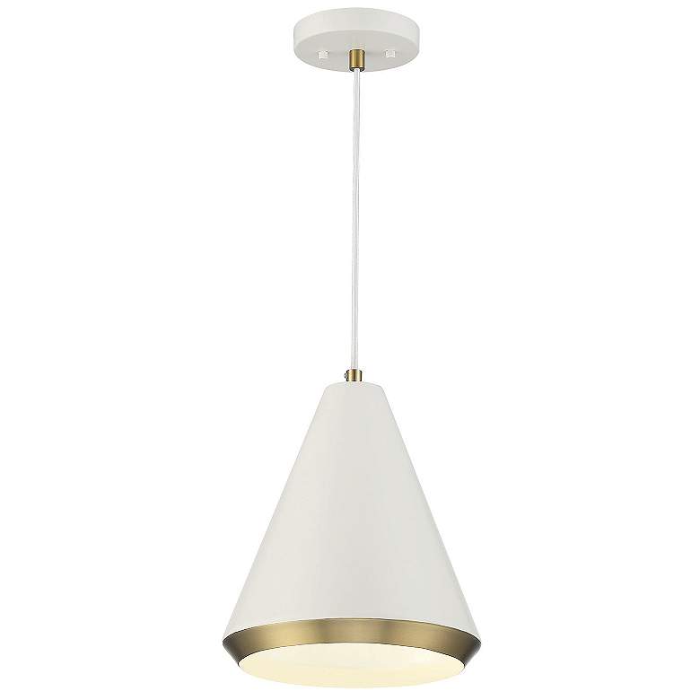 Image 1 Savoy House Meridian 10 inch Wide White with Natural Brass 1-Light Pendant