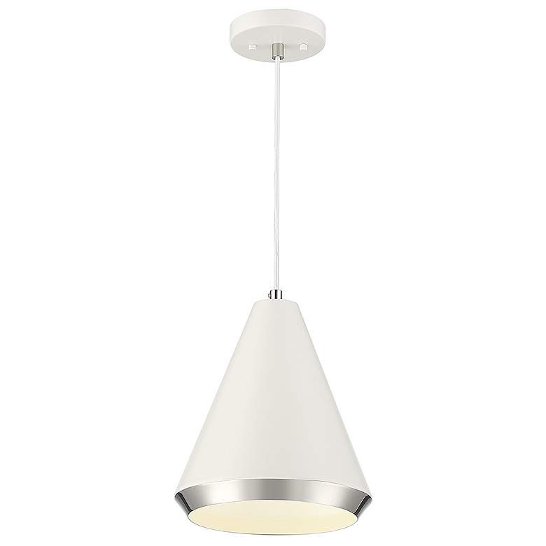 Image 1 Savoy House Meridian 10 inch Wide White with Polished Nickel 1-Light Penda
