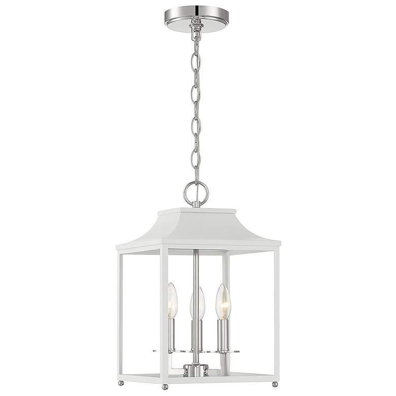 Image 1 Savoy House Meridian 10 inch Wide White with Polished Nickel 3-Light Penda