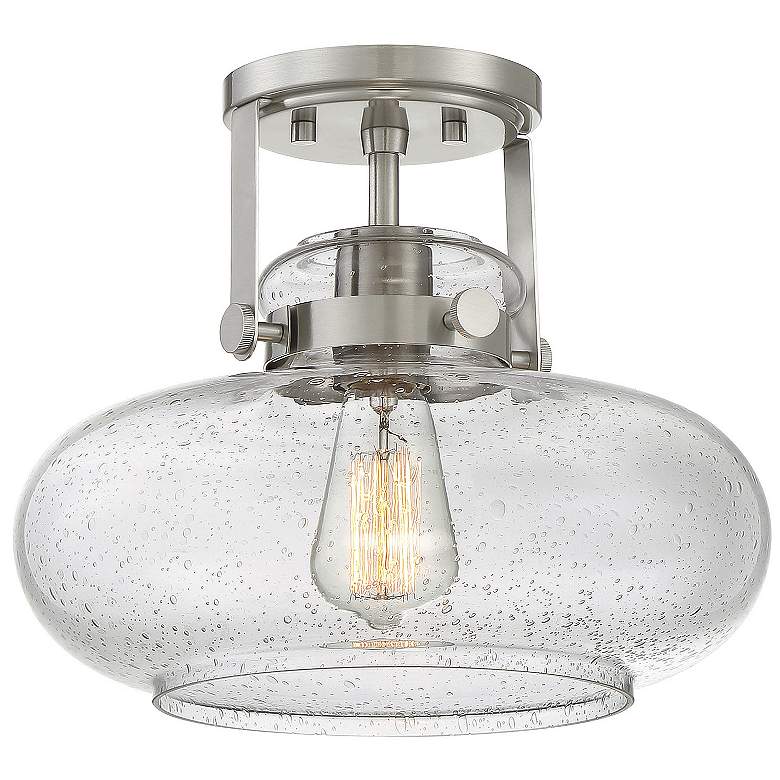 Image 1 Savoy House Meridian 12" Wide Brushed Nickel 1-Light Ceiling Light