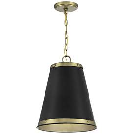 Image1 of Savoy House Meridian 12" Wide Matte Black & Natural Brass 1-Light