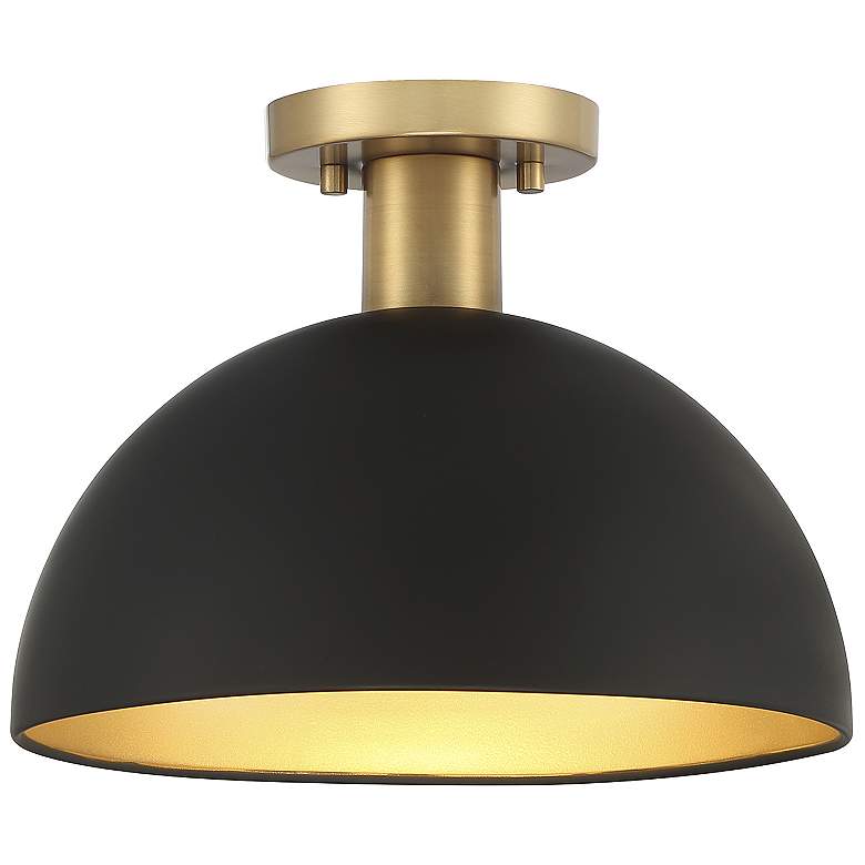 Image 1 Savoy House Meridian 12" Wide Matte Black with Natural Brass Ceiling L