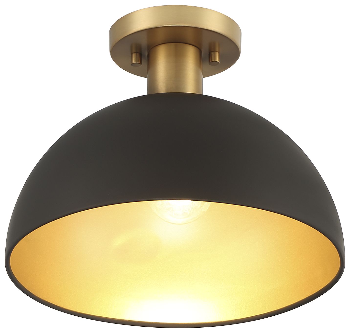 Image 4 Savoy House Meridian 12" Wide Matte Black with Natural Brass Ceiling L more views