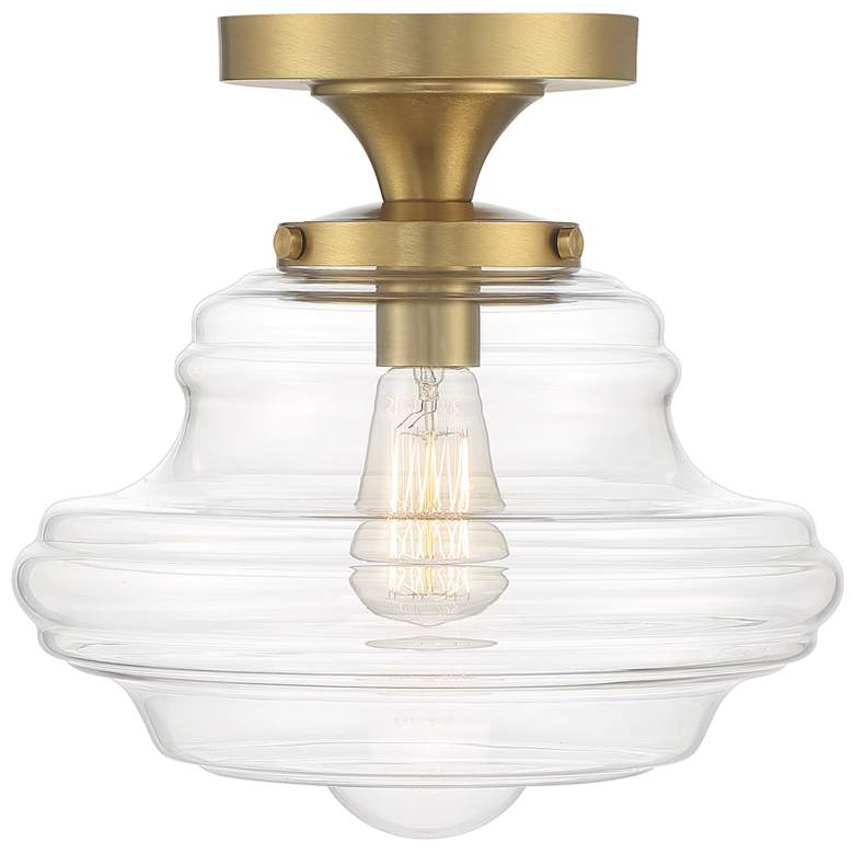 Image 1 Savoy House Meridian 12 inch Wide Natural Brass 1-Light Ceiling Light