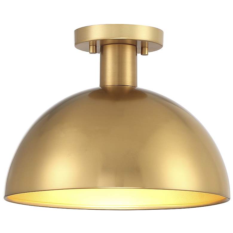 Image 1 Savoy House Meridian 12" Wide Natural Brass 1-Light Ceiling Light