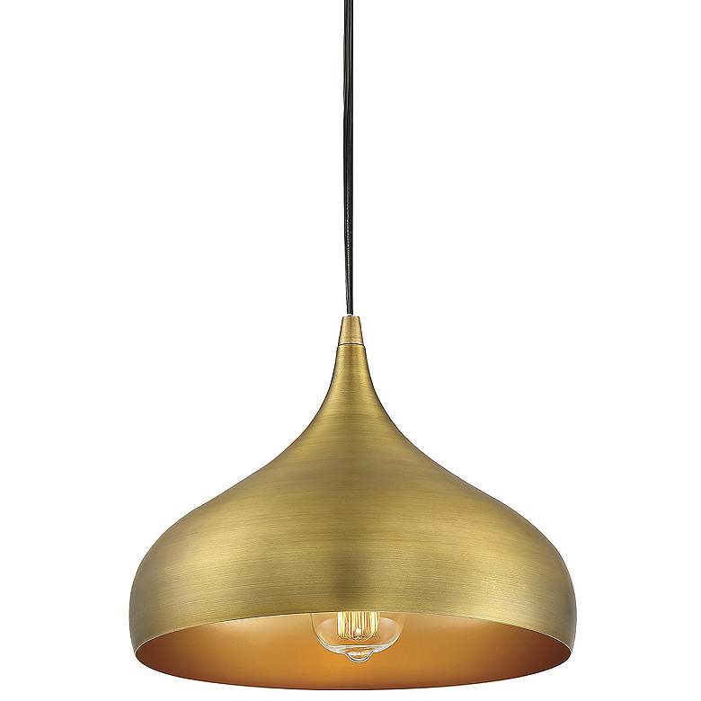 Image 1 Savoy House Meridian 12 inch Wide Natural Brass 1-Light Pendant