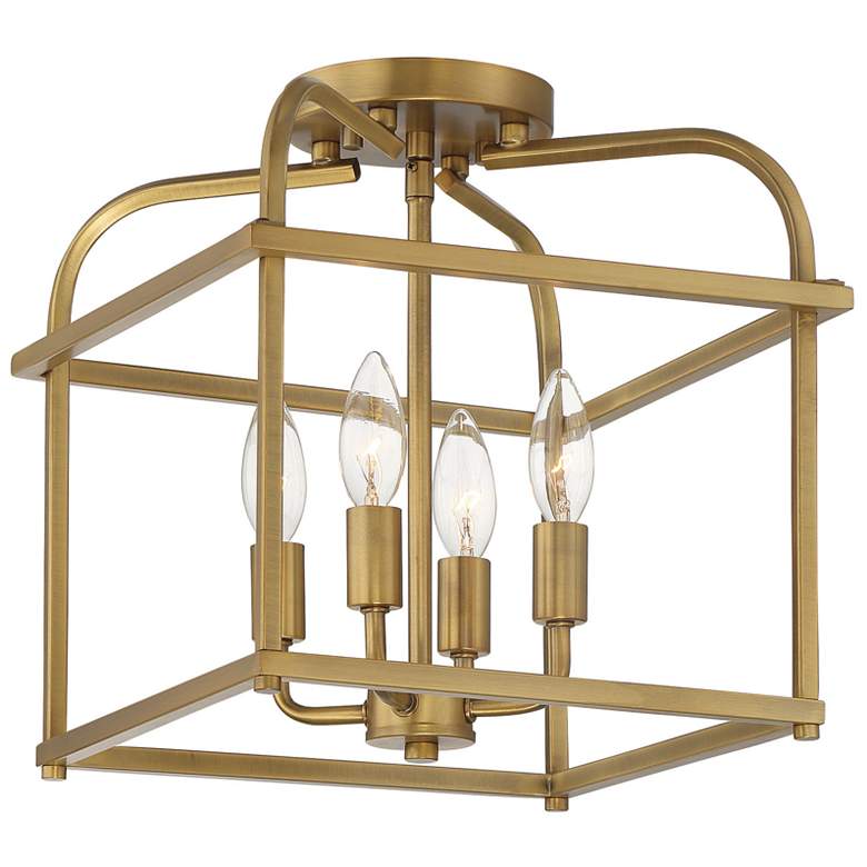 Image 1 Savoy House Meridian 12" Wide Natural Brass 4-Light Ceiling Light