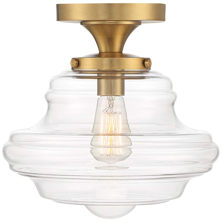 Image 1 Savoy House Meridian 12" Wide Natural Brass Ceiling Light