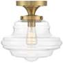 1_Savoy House Meridian 12" Wide Natural Brass Ceiling Light