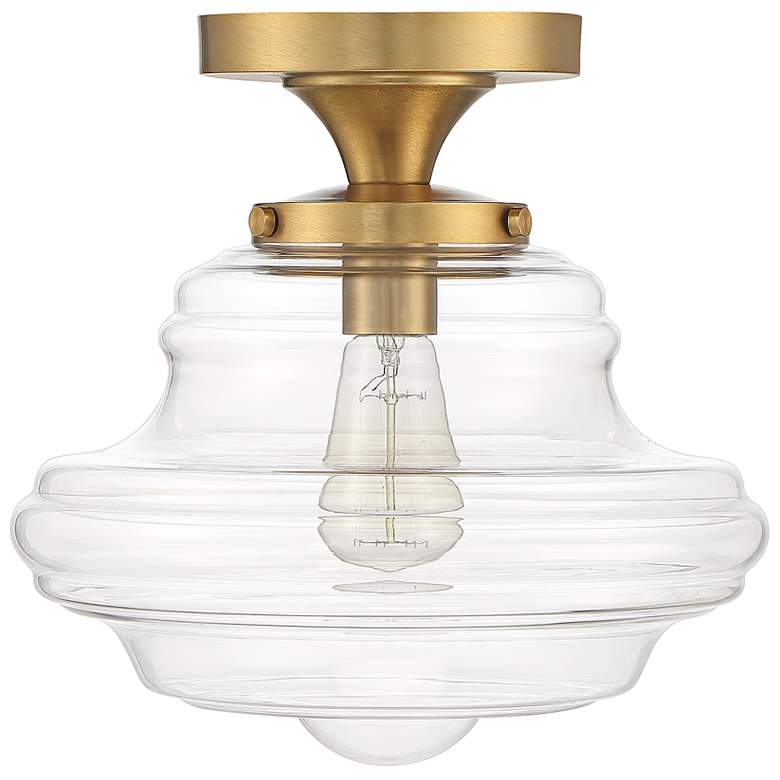 Image 3 Savoy House Meridian 12" Wide Natural Brass Ceiling Light more views