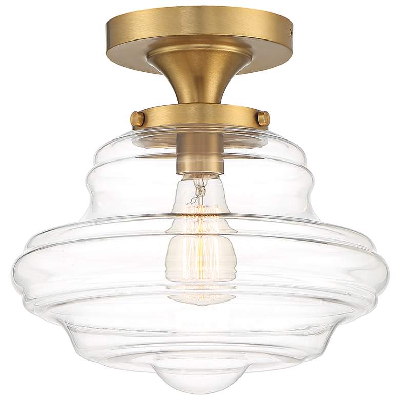 Image 4 Savoy House Meridian 12" Wide Natural Brass Ceiling Light more views