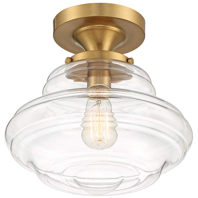 Image 5 Savoy House Meridian 12" Wide Natural Brass Ceiling Light more views