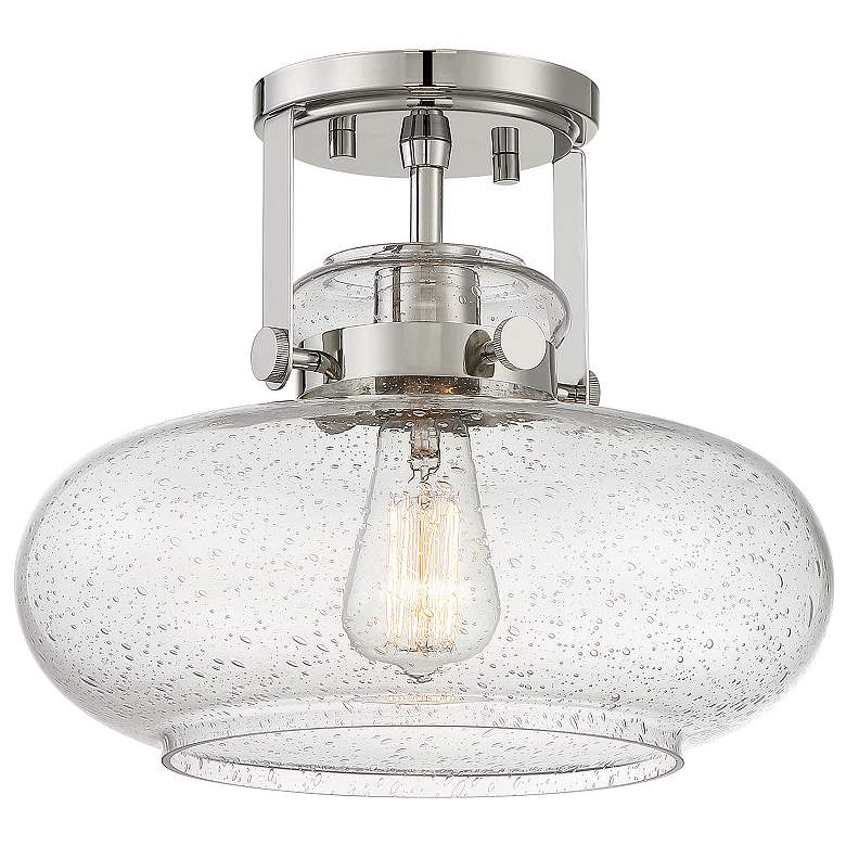 Image 1 Savoy House Meridian 12" Wide Polished Nickel 1-Light Ceiling Light