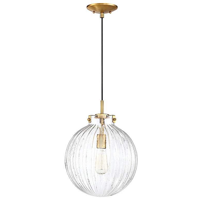 Image 3 Savoy House Meridian 12"W Brass Ribbed Glass Mini Pendant more views