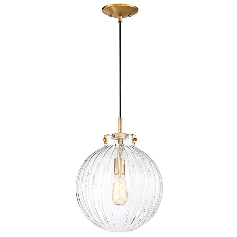 Image 4 Savoy House Meridian 12"W Brass Ribbed Glass Mini Pendant more views