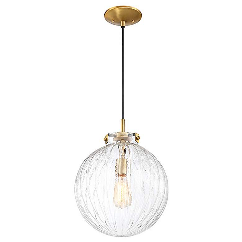 Image 5 Savoy House Meridian 12"W Brass Ribbed Glass Mini Pendant more views