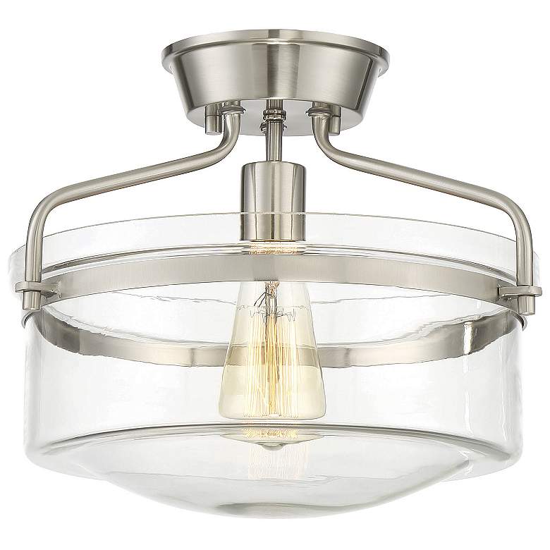 Image 1 Savoy House Meridian 13.25 inch Wide Brushed Nickel 1-Light Ceiling Light