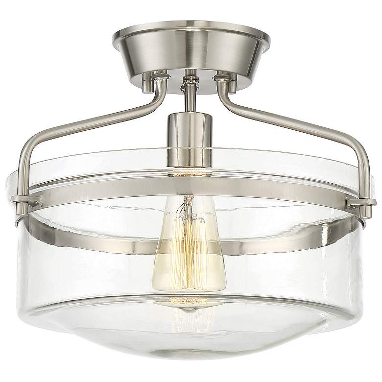 Image 1 Savoy House Meridian 13.25" Wide Brushed Nickel 1-Light Ceiling Light
