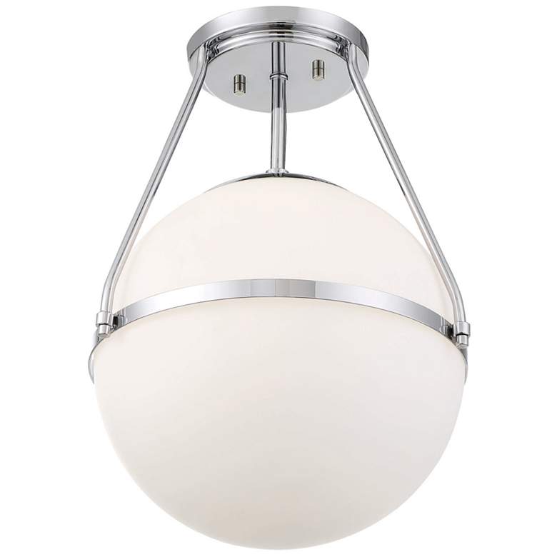Image 1 Savoy House Meridian 13.25" Wide Chrome 1-Light Ceiling Light