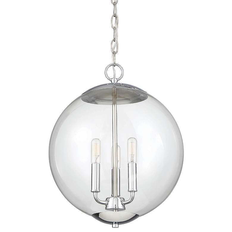 Image 1 Savoy House Meridian 13.75" Wide Chrome 3-Light Pendant