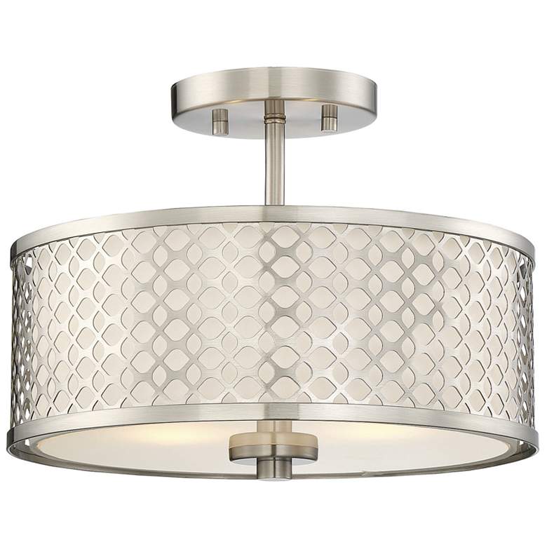 Image 1 Savoy House Meridian 13 inch Wide Brushed Nickel 2-Light Ceiling Light