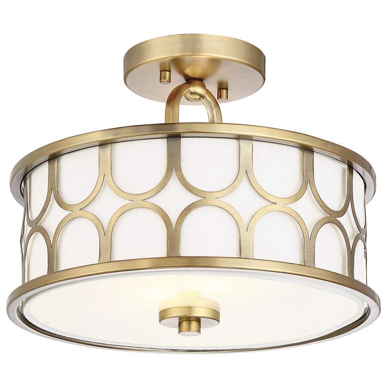 Image 1 Savoy House Meridian 13" Wide Natural Brass 2-Light Ceiling Light