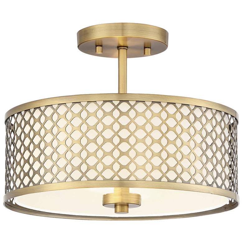 Image 1 Savoy House Meridian 13 inch Wide Natural Brass 2-Light Ceiling Light