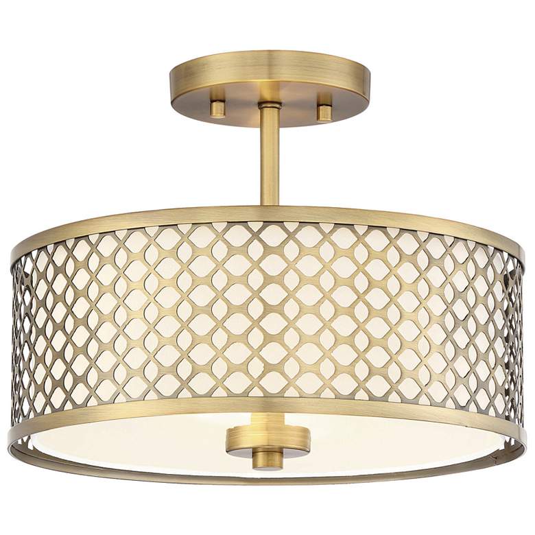 Image 1 Savoy House Meridian 13" Wide Natural Brass 2-Light Ceiling Light