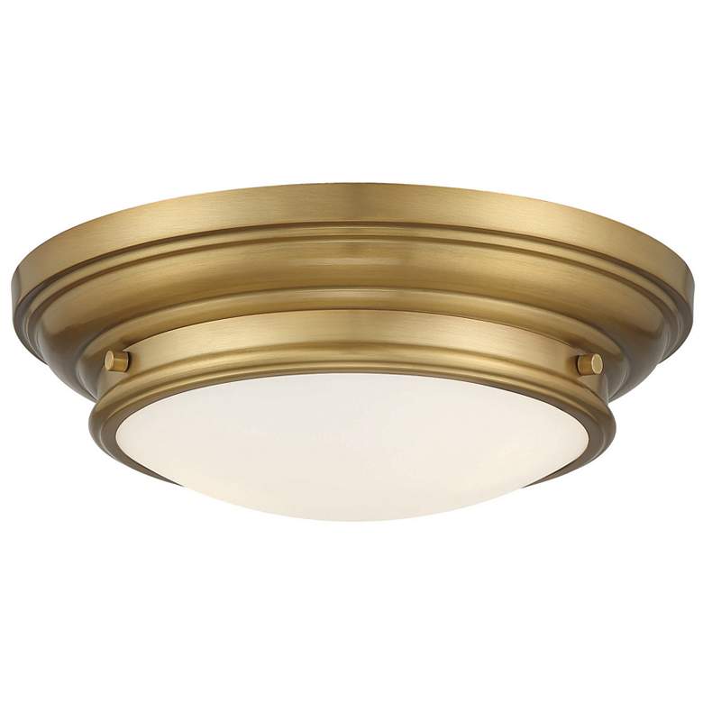 Image 1 Savoy House Meridian 13" Wide Natural Brass 2-Light Ceiling Light