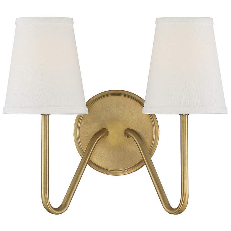 Image 1 Savoy House Meridian 13 inch Wide Natural Brass 2-Light Wall Sconce
