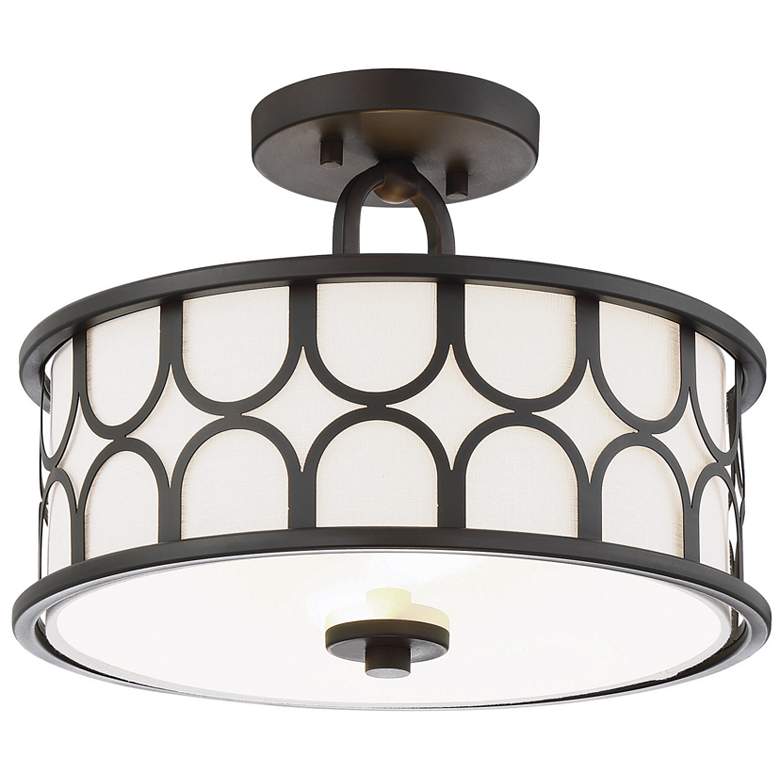 Image 1 Savoy House Meridian 13" Wide Oil Rubbed Bronze 2-Light Ceiling Light