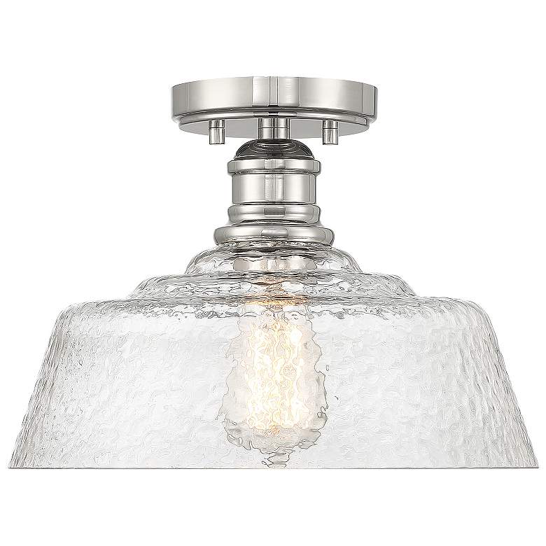 Image 1 Savoy House Meridian 13" Wide Polished Nickel 1-Light Ceiling Light
