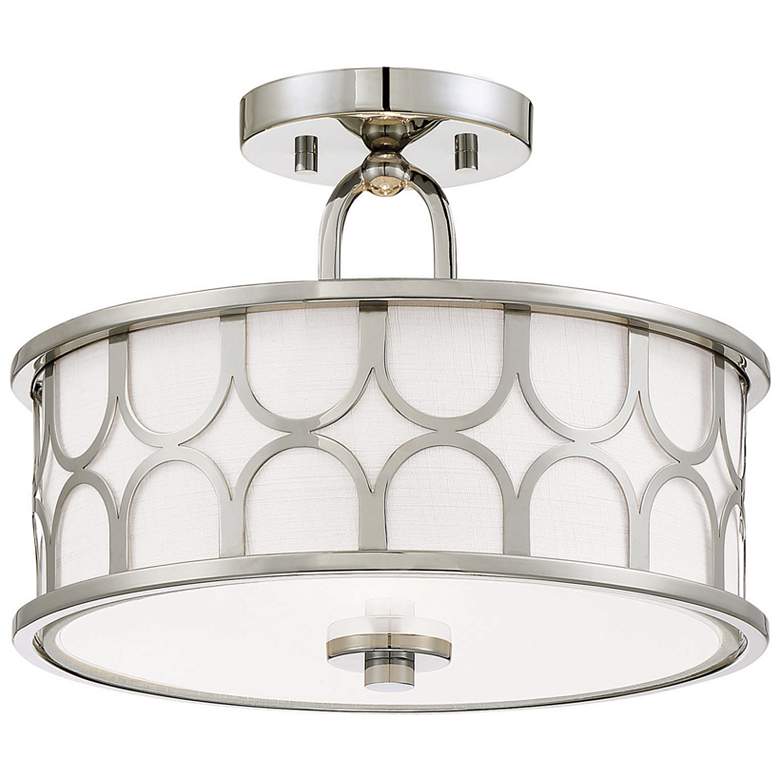 Image 1 Savoy House Meridian 13" Wide Polished Nickel 2-Light Ceiling Light
