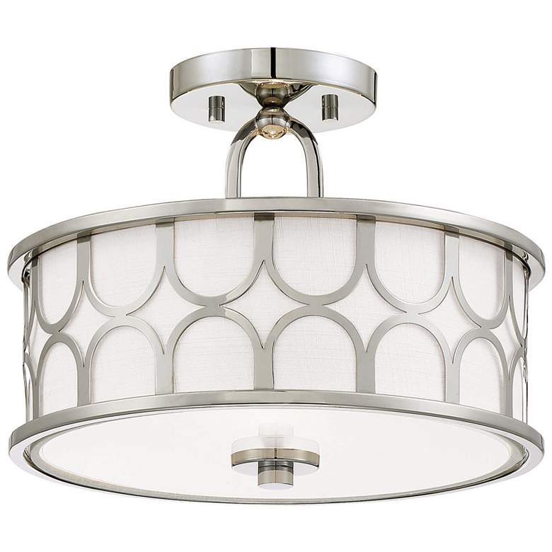 Image 1 Savoy House Meridian 13 inch Wide Polished Nickel 2-Light Ceiling Light