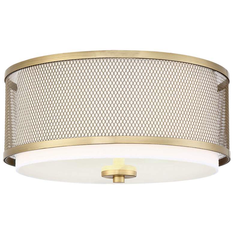 Image 1 Savoy House Meridian 14.75 inch Wide Natural Brass 3-Light Ceiling Light