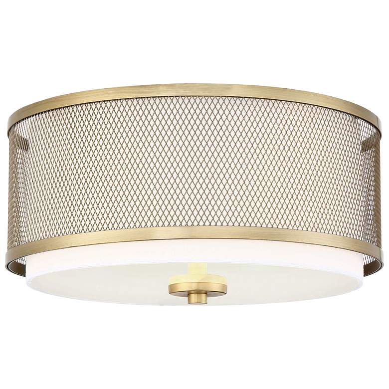 Image 1 Savoy House Meridian 14.75" Wide Natural Brass 3-Light Ceiling Light