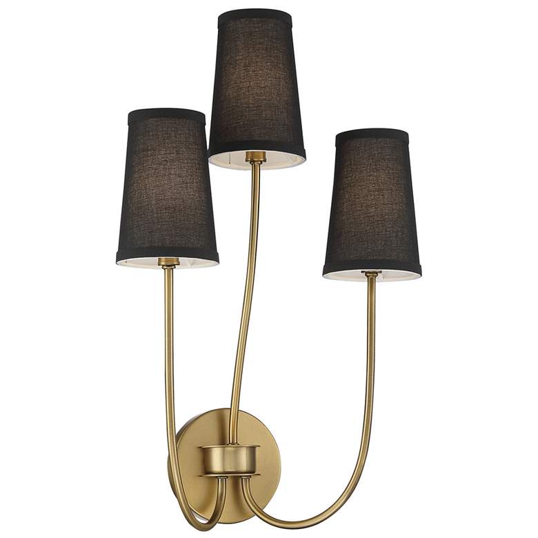 Image 1 Savoy House Meridian 14 inch Wide Natural Brass 3-Light Wall Sconce