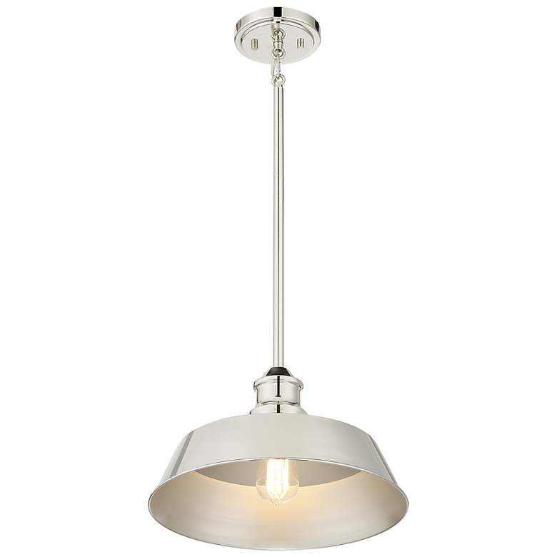 Image 4 Savoy House Meridian 14" Wide Polished Nickel 1-Light Pendant more views