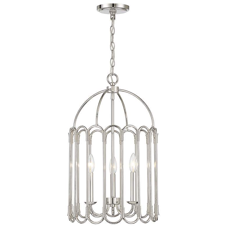 Image 1 Savoy House Meridian 14 inch Wide Polished Nickel 3-Light Pendant