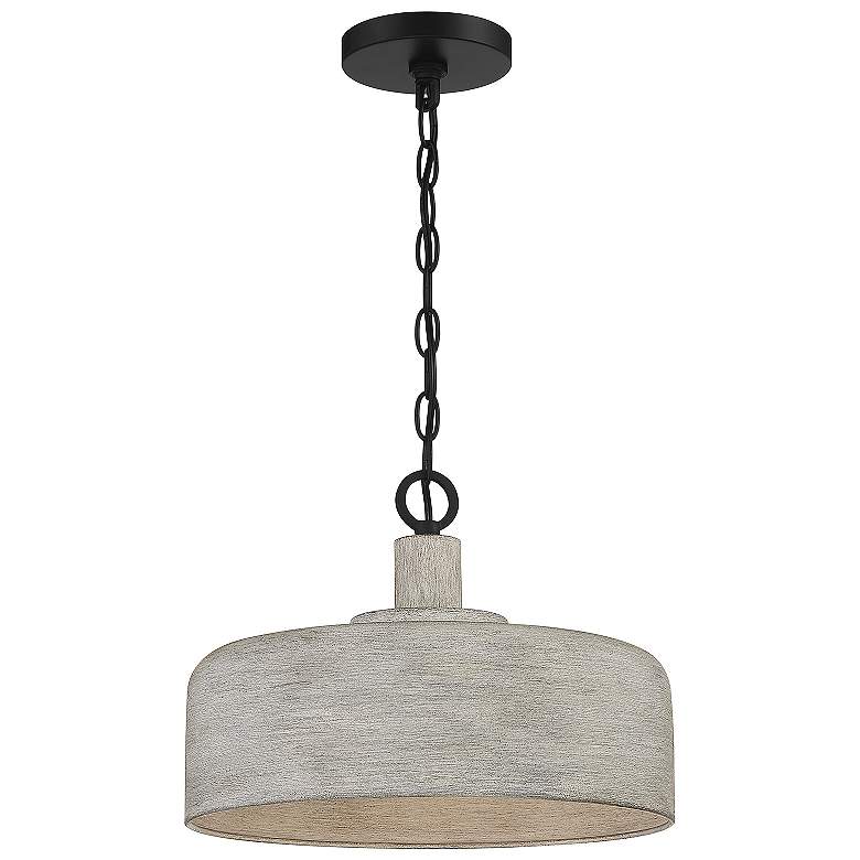 Image 1 Savoy House Meridian 14 inch Wide Weathered Gray with Black 1-Light Pendan