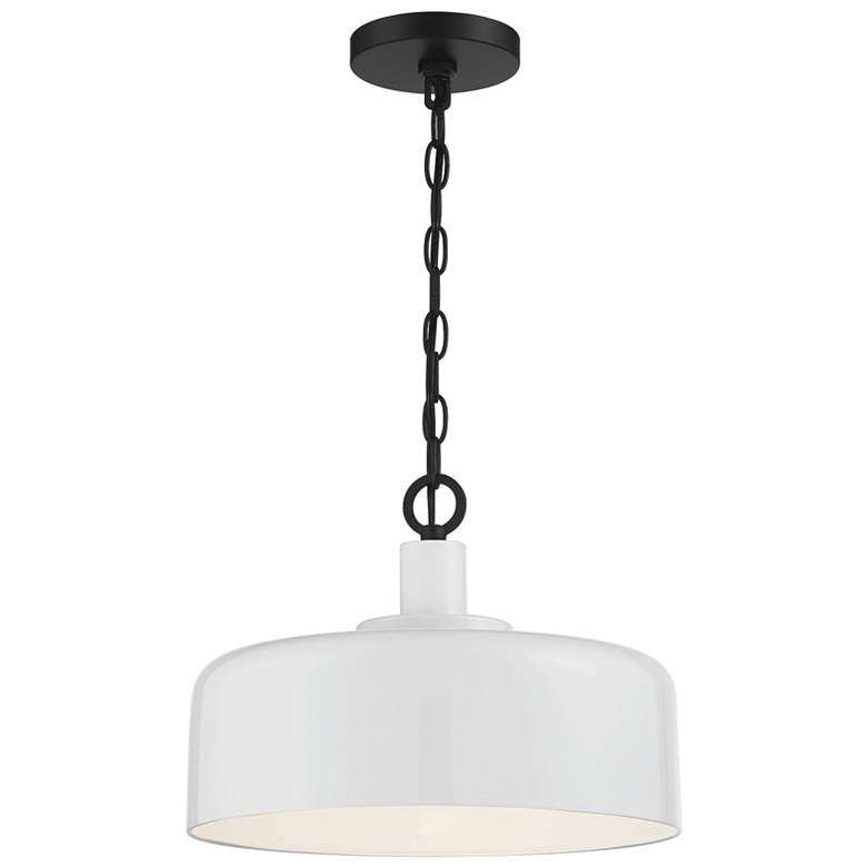 Image 1 Savoy House Meridian 14 inch Wide White with Black 1-Light Pendant