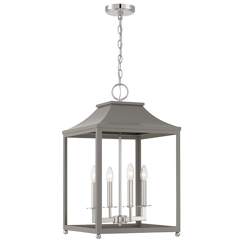 Image 1 Savoy House Meridian 15.25 inch Wide Gray with Polished Nickel 4-Light Pen
