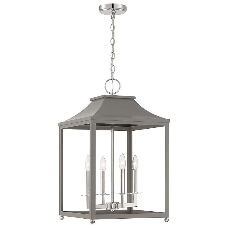 Image 1 Savoy House Meridian 15.25" Wide Gray with Polished Nickel 4-Light Pen