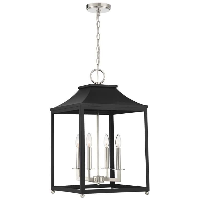 Image 1 Savoy House Meridian 15.25" Wide Matte Black with Polished Nickel Pend