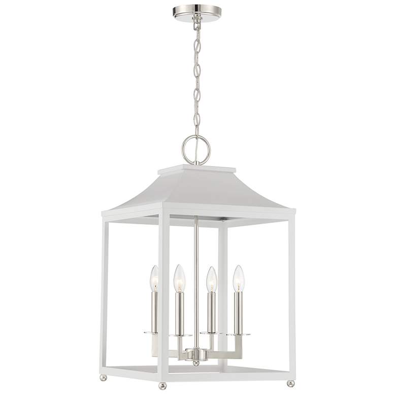 Image 1 Savoy House Meridian 15.25" Wide White with Polished Nickel 4-Light Pe