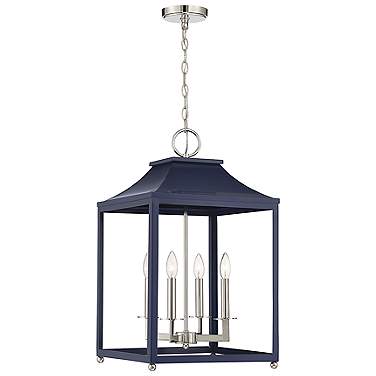 Savoy House Meridian 15.25" Wide Navy Blue with Polished Nickel Pendan