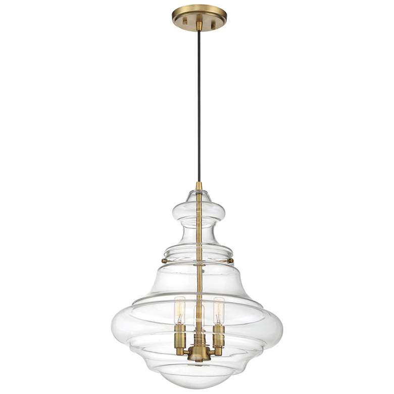 Image 1 Savoy House Meridian 15 inch Wide Natural Brass 3-Light Pendant
