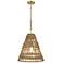 Savoy House Meridian 16 1/2" Brass and Natural Rattan Pendant Light