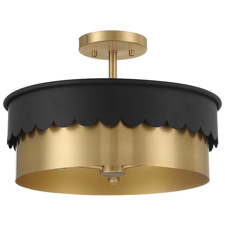 Image 1 Savoy House Meridian 16" Matte Black & Natural Brass 3-Light Ceili