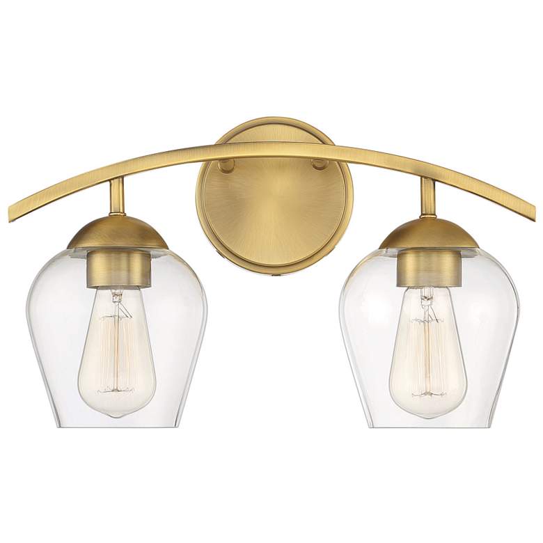 Image 1 Savoy House Meridian 16" Wide 2-Light Natural Brass Bath Light